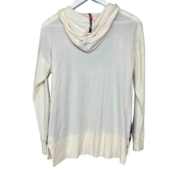 Chaps Plaid Front Lightweight Long Sleeve Tee Shirt Hoodie Women Medium Preppy - Picture 3 of 9